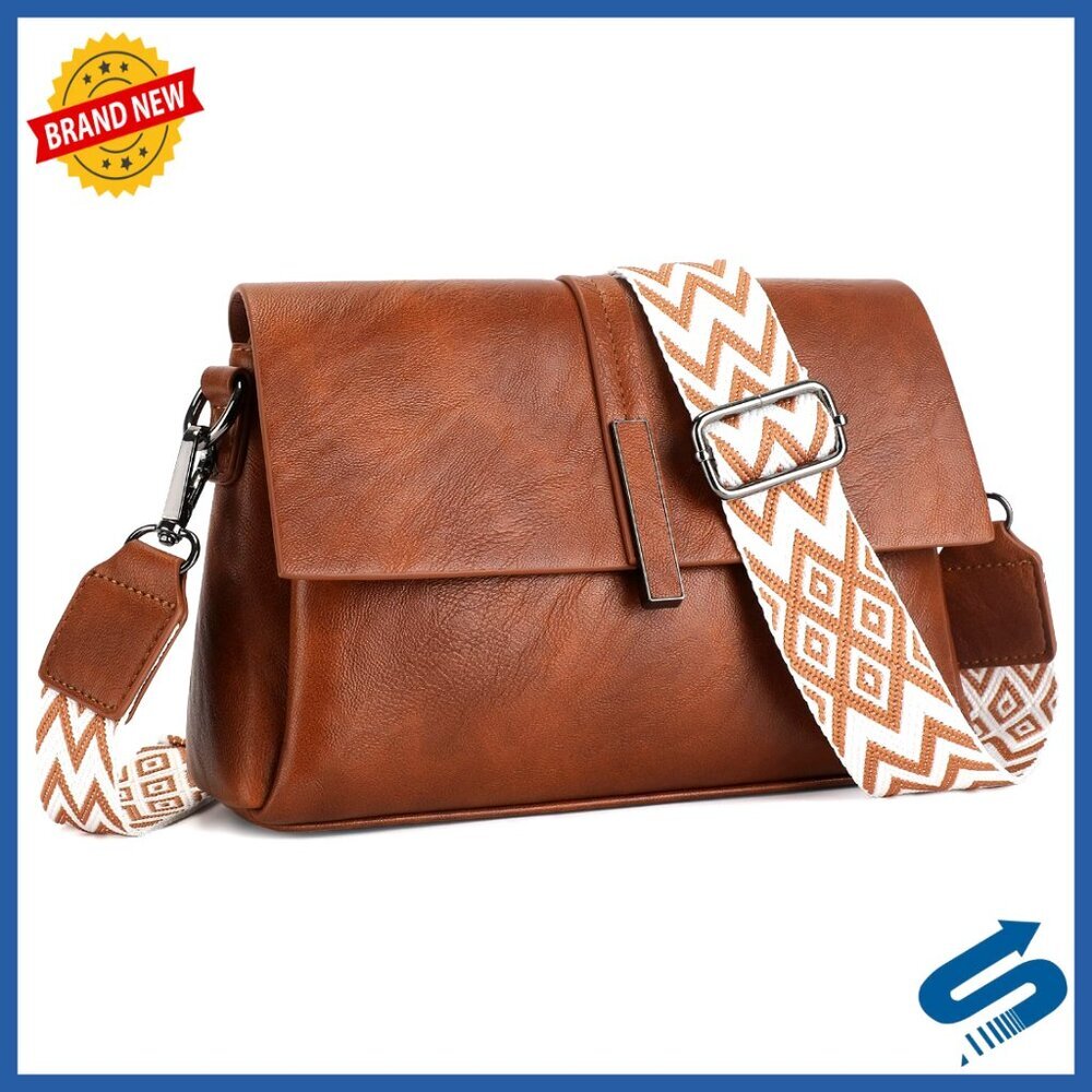Large Vegan Leather Crossbody Bag with Adjustable Straps and Multiple Pockets